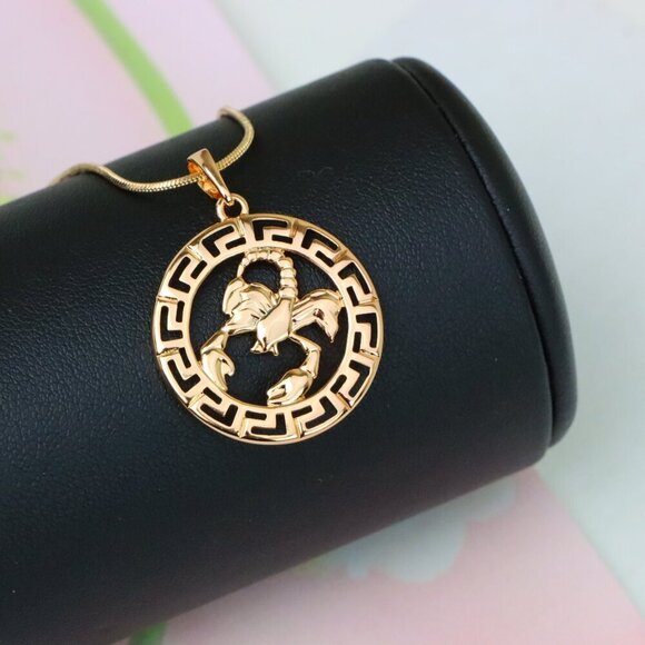 "Scorpio Zodiac Rose Gold Pendant in Gold Plated Brass, XPPT1335 - Picture 5 of 13